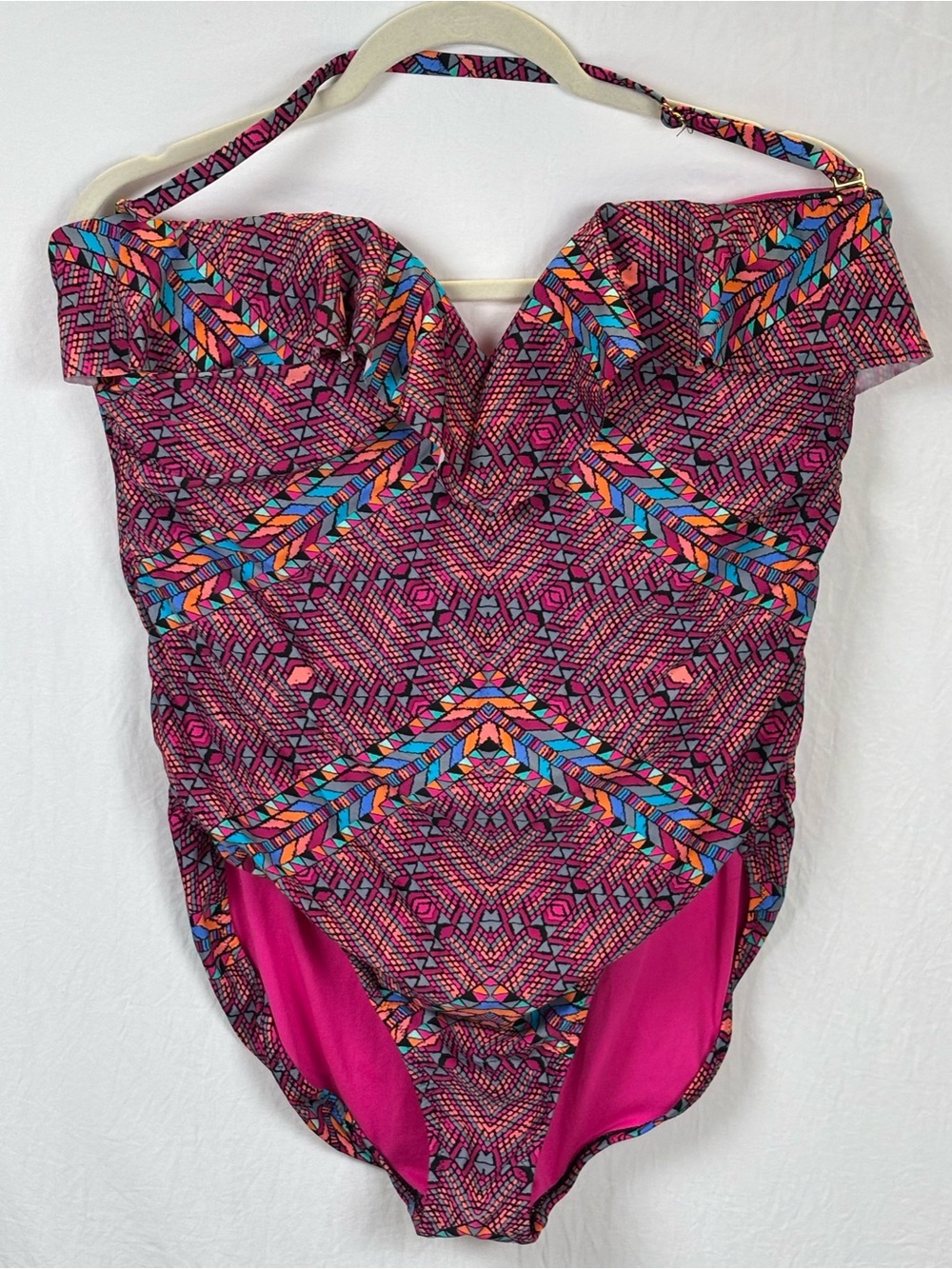 Leilani women’s 16 Pink Geometric One-Piece Swimsuit